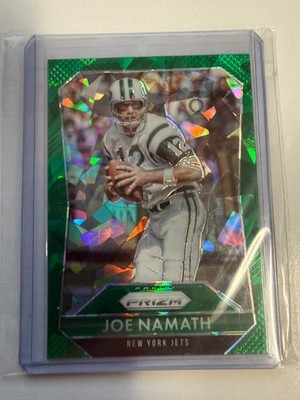 2015 PANINI PRIZM JOE NAMATH GREEN CRACKED ICE 12/75 JERSEY # MATCH FM