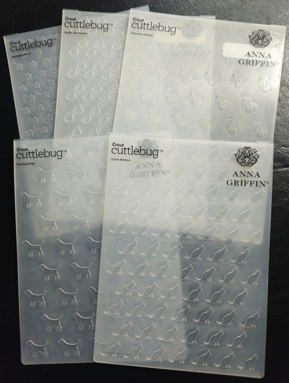 Anna Griffin/Cuttlebug  Miscellaneous Letterpress Embossing Folders Set Of 5 NEW