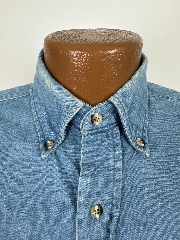 Camisa vaquera vintage Project Concord para hombre pequeña con botones manga larga azul EE. UU. Foto 4 de 4