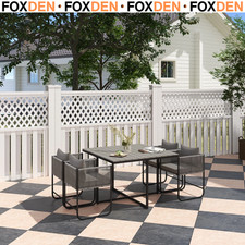 4 Seater Rattan Cube Garden Furniture Set Rattan Dining Set with Cushions Grey