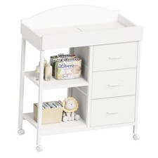 Changing Table Dresser, Baby Dresser with 3 Fabric Drawers and 2 Shelves, BS