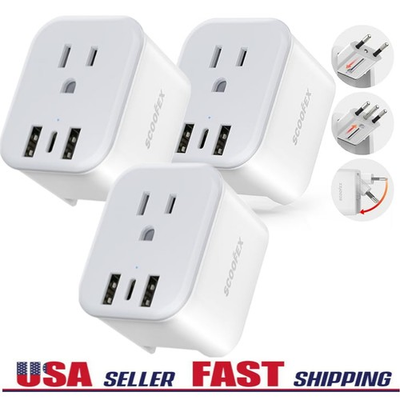 #ad #ad 3 Pcs European Travel Plug Adapter 3 USB and 1 AC Outlets Charger to Spain Italy $11.99