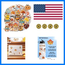 100 Pcs Fall Stickers, Maple Leaf, Pumpkin, Thanksgiving Autumn Stickers Wa...