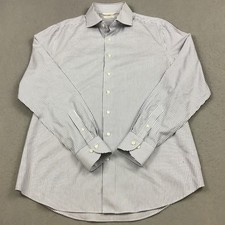 Suitsupply Dress Shirt Men 16.5 42 Blue White Striped Traveller Slim Fit Button