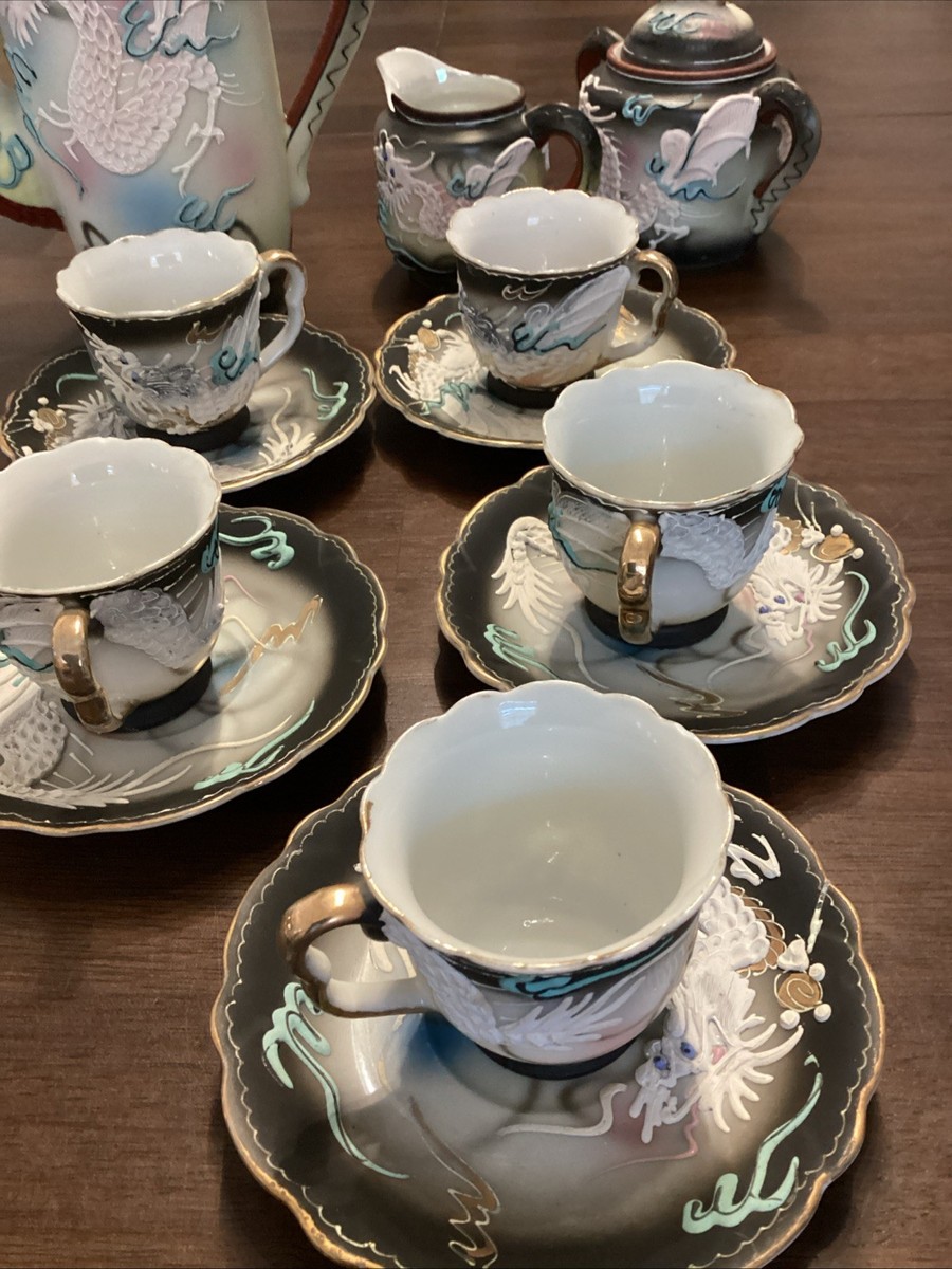 辻四郎　美品　gem-B T&JODEE SHIRO TUJI Vtg Dragonware Moriage Tea Set JB Betson's Japan Teapot Cream