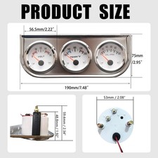 Chrom 52mm 3 Funktionsanzeige &Ouml;ldruck 0-7bar Wassertemperatur 40-120C Volt