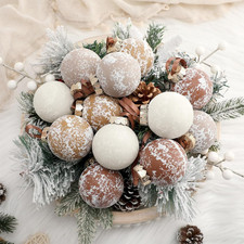12 Pcs Textured Christmas Ball Ornaments 2.36'' Neutral Matte Powder Christmas T