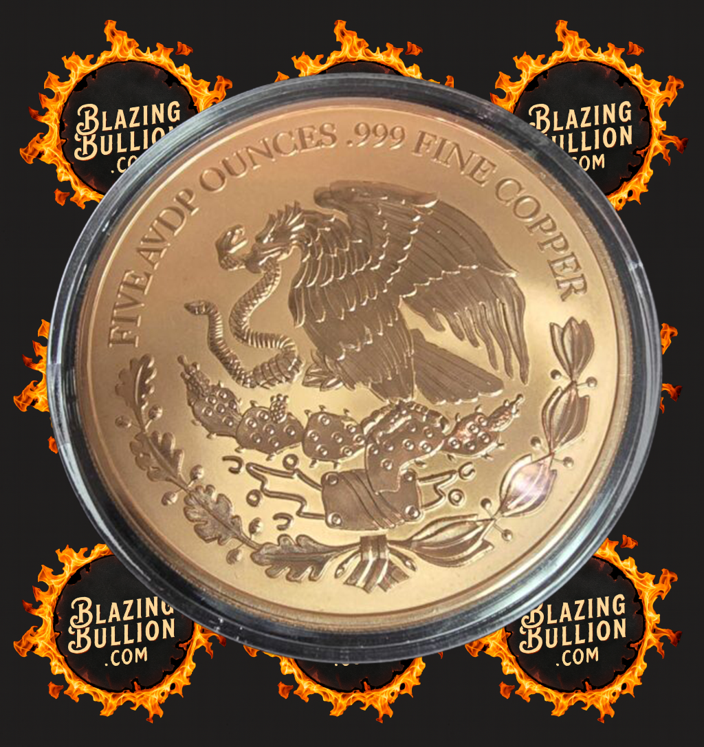 2024 Mexican Libertad Design 5 oz .999 Fine Copper Round Medal
