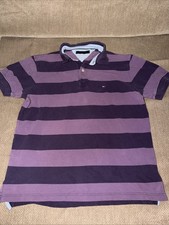 Tommy Hilfiger Vintage Men  s Purple Striped Polo Shirt Size M/L