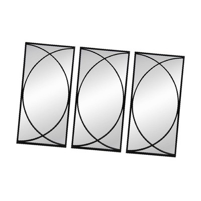 Modern Industrial 32'' Rectangular Black Iron Wall Mirrors, Set of 3 for