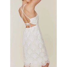 Andie the Roatan dress White Eyelet Lace Midi Dress Backless Beach Boho Sz L