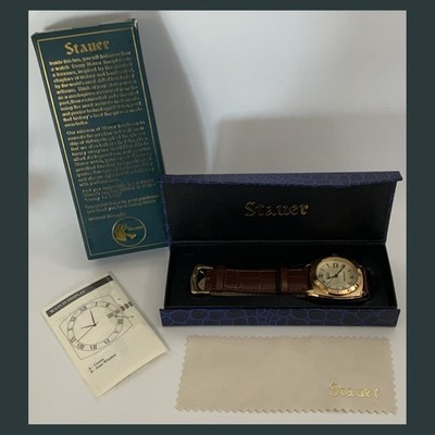 Stauer Timemaster Watch Men #30021 Brown Leather Band Stainless Base-NIB  