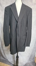 Stafford Men s 100 Worsted Wool Blazer Jacket 42 Long Charcoal Gray Two Button