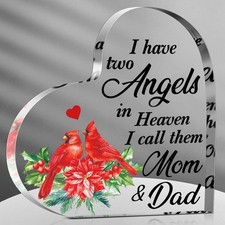 2D Heart-Shaped Memorial Keepsake Present for Mom/Dad Memorial Day Decorations