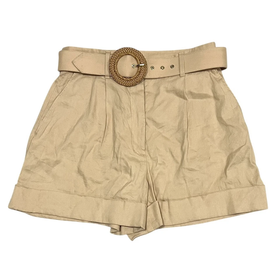 Zimmermann Shorts Size 2 Medium 12 M / US 8 Beige Dancer Belt Tailored Designer Foto 2 de 4