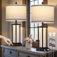 27 Industrial Table Lamps, with Dual Lighting, USB-C Port and AC Outlet Set of -