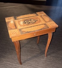Vintage Italian Sorrento Inlaid Marquetry Wooden  Side Table Sewing Box VGC