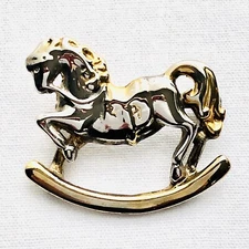 Danecraft Rocking Carousel Hobby Horse Brooch Pin Vintage Equestrian Jewelry 1"