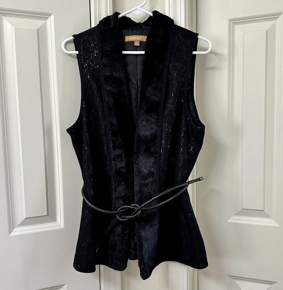 Ellen Tracy Women's Sleeveless Faux Fur Vest, Size-S - Image 2 of 4