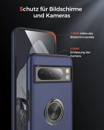 Coque pour Google Pixel 8 Pro Coque de Protection avec Anneau 360° Intégré Ho... - Photo 2 sur 7