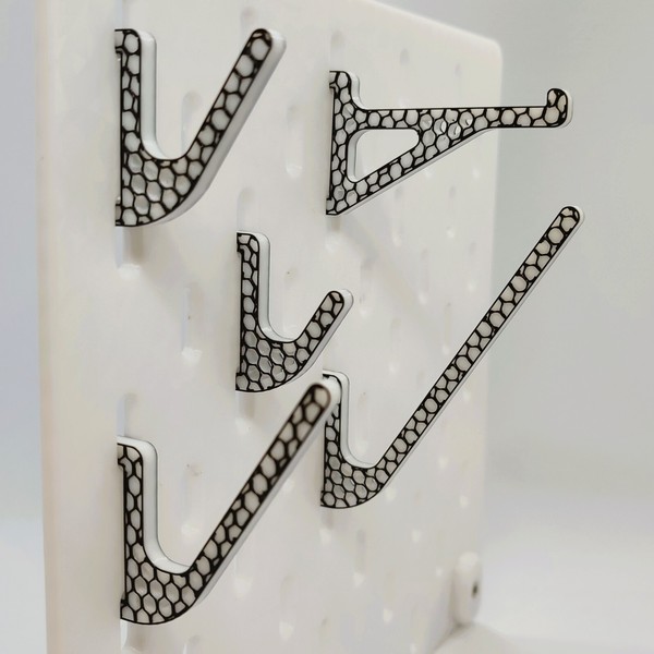 Kit de 50 ganchos para tablero de clavijas IKEA Skadis - blanco y negro hexagonal nido de abeja artesanía oficina