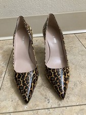 NTW 695 Auth Miu Miu Leopard Patent Leather Heels Size 5 Made in Italy Dressy