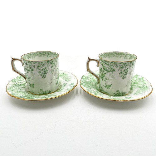 2 VTG 1940s Royal Crown Derby Green Aves Birds Demitasse Cup & Saucer Sets - Picture 6 of 14