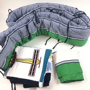 Pottery Barn Kids Airplanes Planes Crib Quilt Bumper Skirt Set