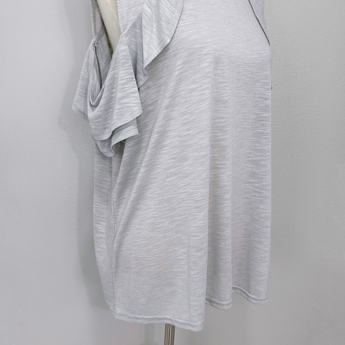 Juicy Couture Heather Grey Cold Shoulder Ruffle Raglan Top Women's Size XXL - Picture 14 of 19