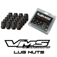 QTY 20 VMS Racing 14X1.5 Drag Race Wheels Black Close End Lug Nuts Forged Steel