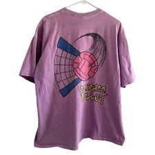 Vtg 80s Calif. Beach Co. Neon Graphic Single Stitch XL Volley Ball Made in USA
