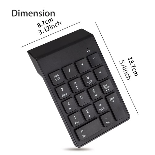 1PC 2.4GHz Wireless USB Number Keyboard For Gaming Low Power Consumption - Photo 9/12