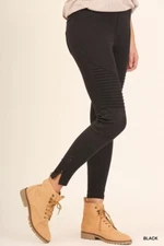 Umgee Women's Slim Fit Moto Pants with Zip Ankle Size Small