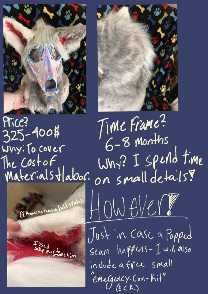Skulldog fursuit Head Commissions (0/4 插槽) 骷髅狗服装 — 第 3/4 张图片