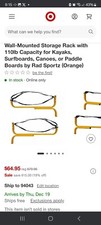 Set of 2 Kayak Storage Hooks - Wall-Mounted Storage Rack with 110lb Capacity.