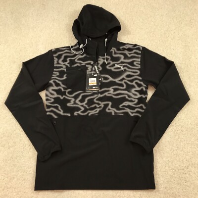 Puma Run Reflective Woven Half Zip Jacket Mens Small New Black