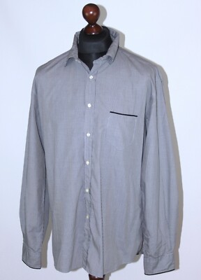 ETRO Milano Herren 100% Baumwolle Micro Check Hemd Gr. 44 Made in Italy Button Down