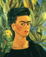 Print or Canvas -    Self portrait with bonito - by Frida Kahlo