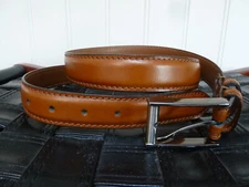 NEW!!   GEN. ITALIAN LEATHER BELT Sz 40 Med. Brown  Silver Buckle 1 1/8"