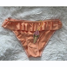 River Island Orange  White Stripe Swimwear Bikini Bottom