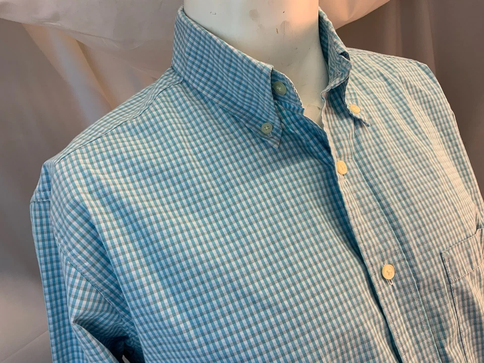 Camisa Bill’s Khakis Manga Larga Botón M Azul Guinga Cuadros Hombres EE. UU. YGI K1-400 Foto 3 de 4