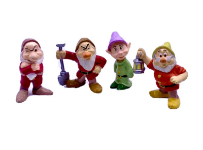 Vintage Disney 7 Dwarfs (4) Grumpy Bashful  Doc 2'' PVC Figurine Applause VTG