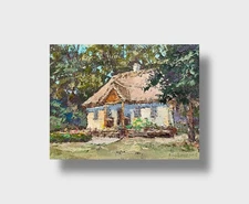 Oil painting Taras's room Ukrainian painter Fiberboard original art landscape