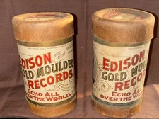 (EMPTY) Lot OF 2 Antique Edison Gold Moulded Cylinder Cases Only