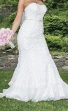 David  s Bridal Galina Signature Wedding Dress Trumpet Mermaid Sz 6 Swg400