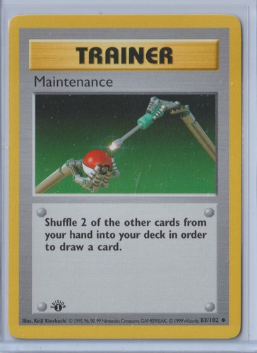 Pokémon 1999 Base Set 1st Edition MAINTENANCE 083/102 MINT Never Played RARE