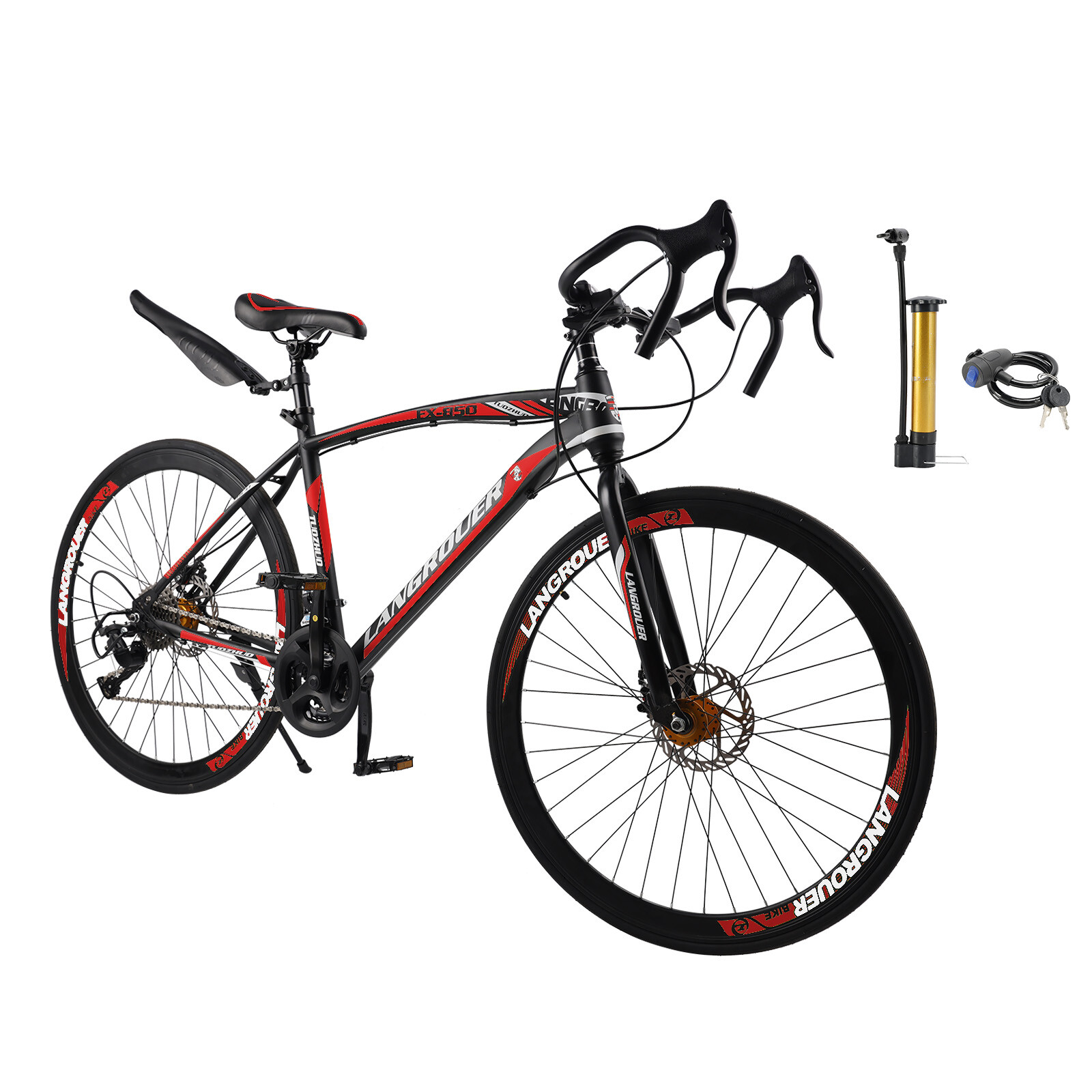 27 speed Road Bike Racing Bicycle 700C 26" Wheels Adult Black+Red