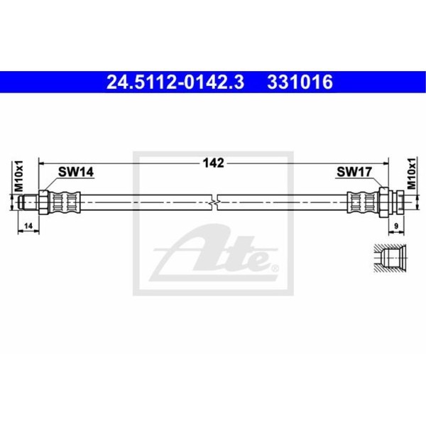 ATE Bremsschlauch Bremsleitung Hinten FüR Opel Corsa D E Adam 24.5112-0142.3-image