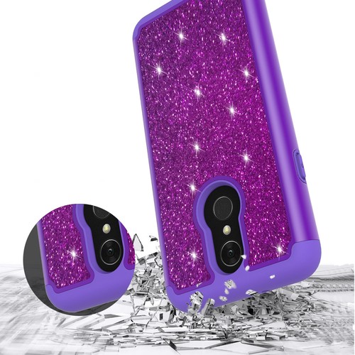 For LG Q7/LG Q7 Plus Glitter Case Shock Proof Hybrid Layers Bumper Slim Cover - Picture 4 of 15
