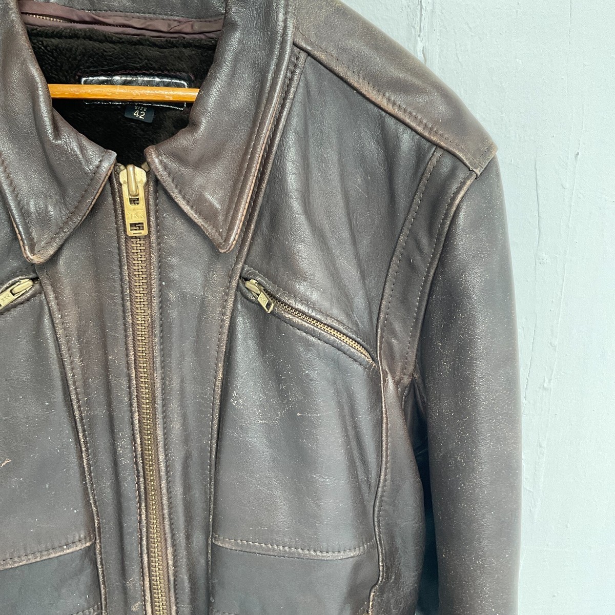 Vintage Steinmark Brown Leather Motorcycle Jacket Fuzzy Vintage Steinmark Brown Leather Motorcycle Jacket Fuzzy
